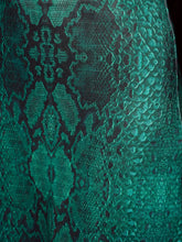 Front Twist Crop Top With Pencil Skirt In Green Snake Print